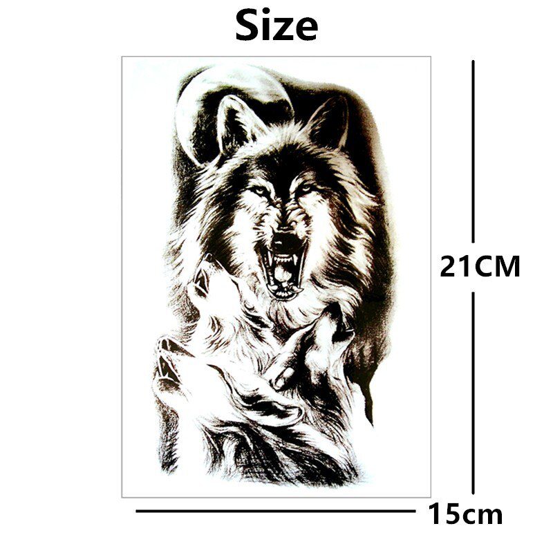 SHNAPIGN Black wolves Temporary Tattoo Body Art Flash Tattoo Stickers 12*20cm Waterproof Henna Styling Home Decor Wall Sticker