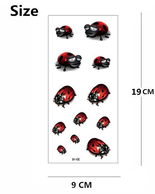 SHNAPIGN 3d Temporary Tattoo Body Art Flash Tattoo Stickers 19*9cm Waterproof Styling Tatoo Home Decor Sticker Ladybug Child