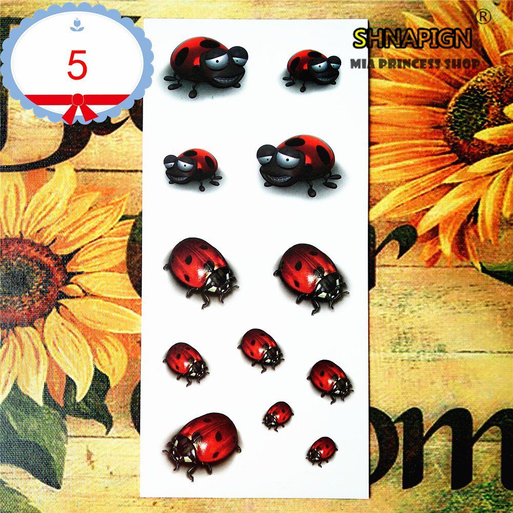 SHNAPIGN 3d Temporary Tattoo Body Art Flash Tattoo Stickers 19*9cm Waterproof Styling Tatoo Home Decor Sticker Ladybug Child