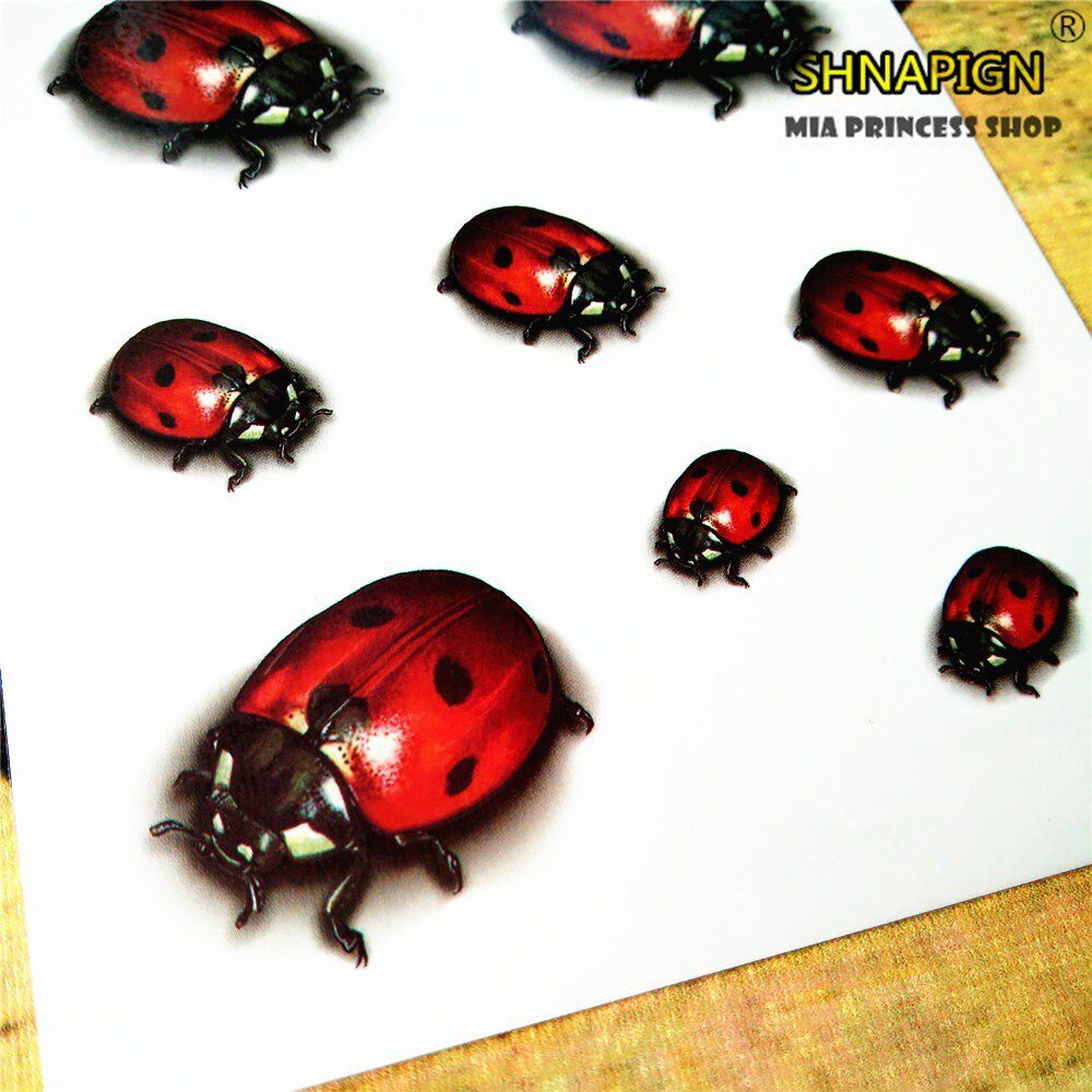 SHNAPIGN 3d Temporary Tattoo Body Art Flash Tattoo Stickers 19*9cm Waterproof Styling Tatoo Home Decor Sticker Ladybug Child