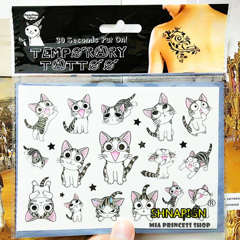 SHNAPIGN White Kitty Cats Child Temporary Body Art Flash Tattoo Sticker 10*17cm Waterproof Henna Fake Styling Tattoo Sticker