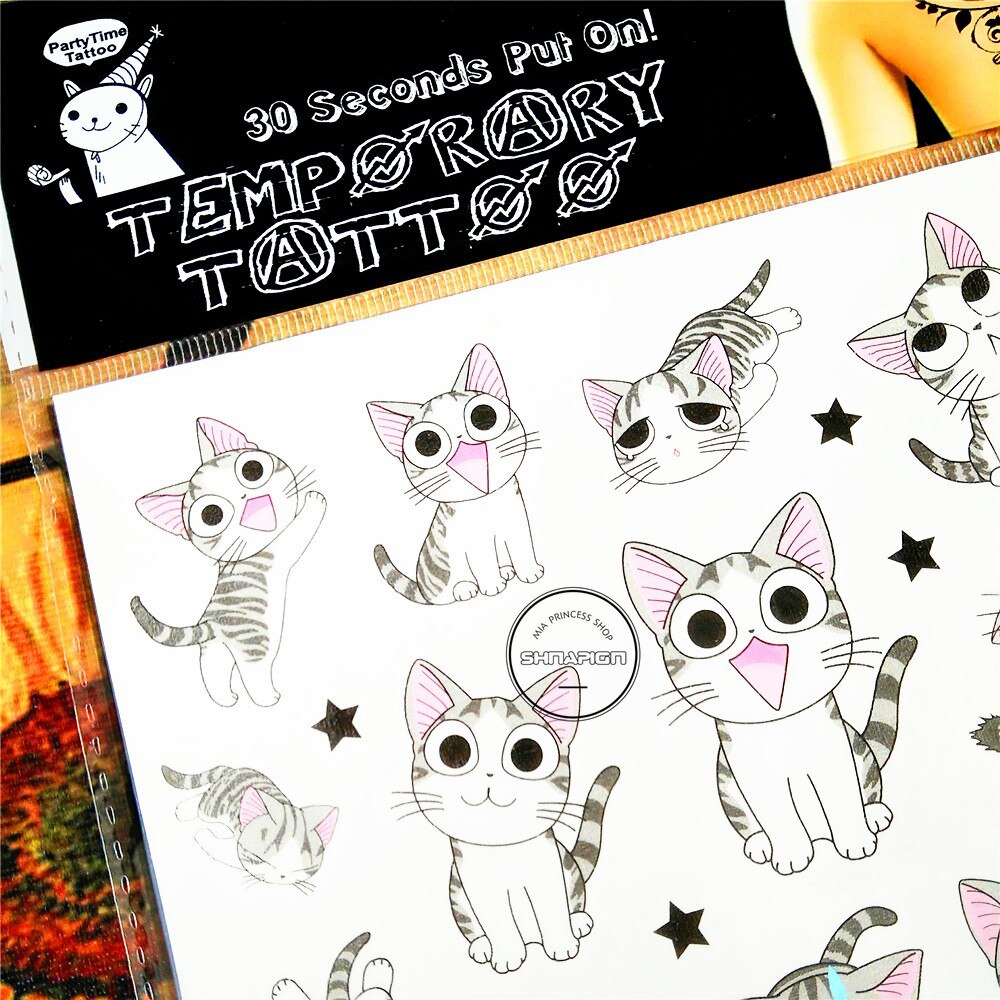 SHNAPIGN White Kitty Cats Child Temporary Body Art Flash Tattoo Sticker 10*17cm Waterproof Henna Fake Styling Tattoo Sticker