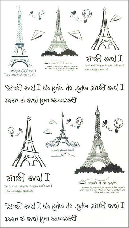 SHNAPIGN Black Eiffel Tower Temporary Tattoo Body Art Arm Flash Tattoo Stickers 17*10cm Waterproof Fake Henna Painless Sticker