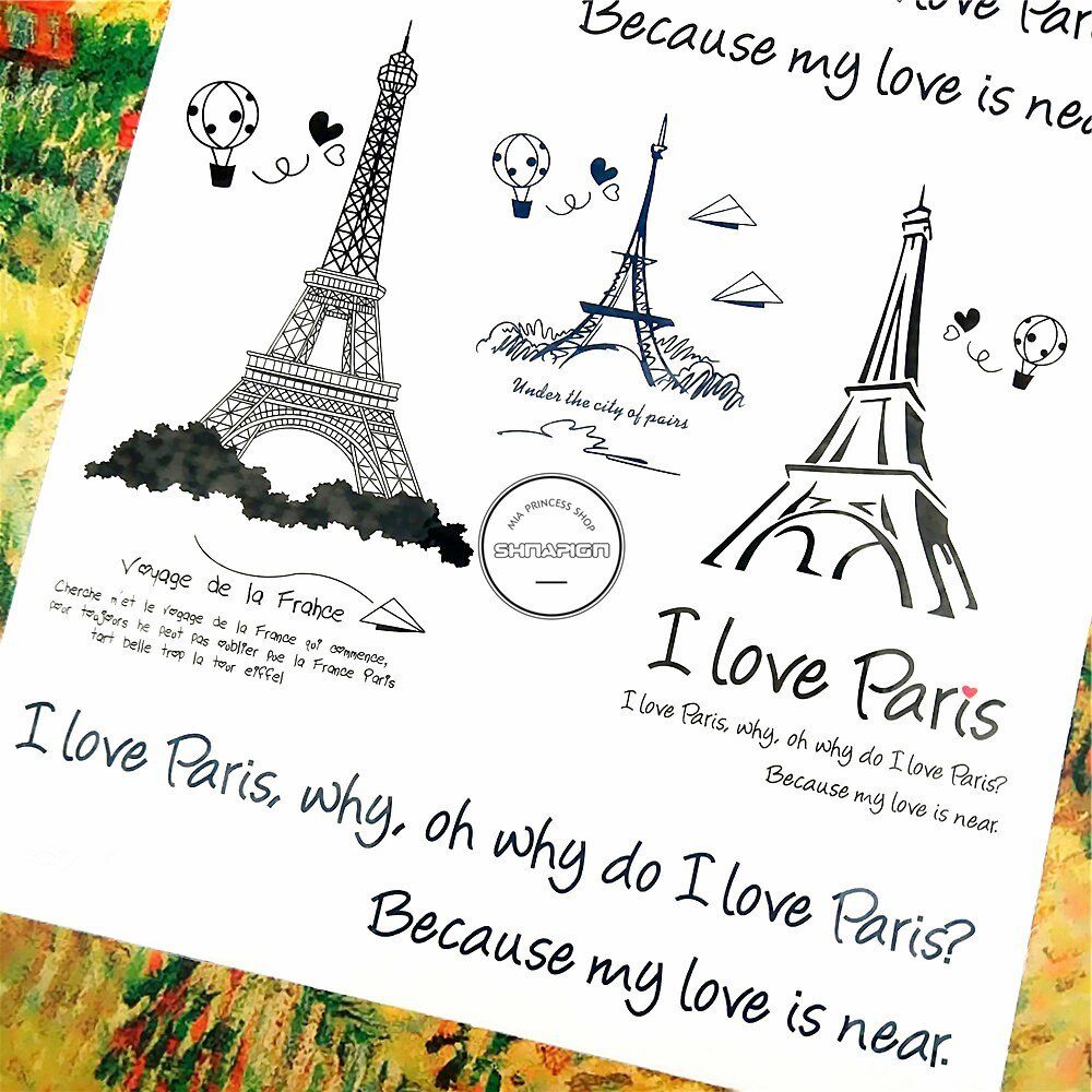 SHNAPIGN Black Eiffel Tower Temporary Tattoo Body Art Arm Flash Tattoo Stickers 17*10cm Waterproof Fake Henna Painless Sticker