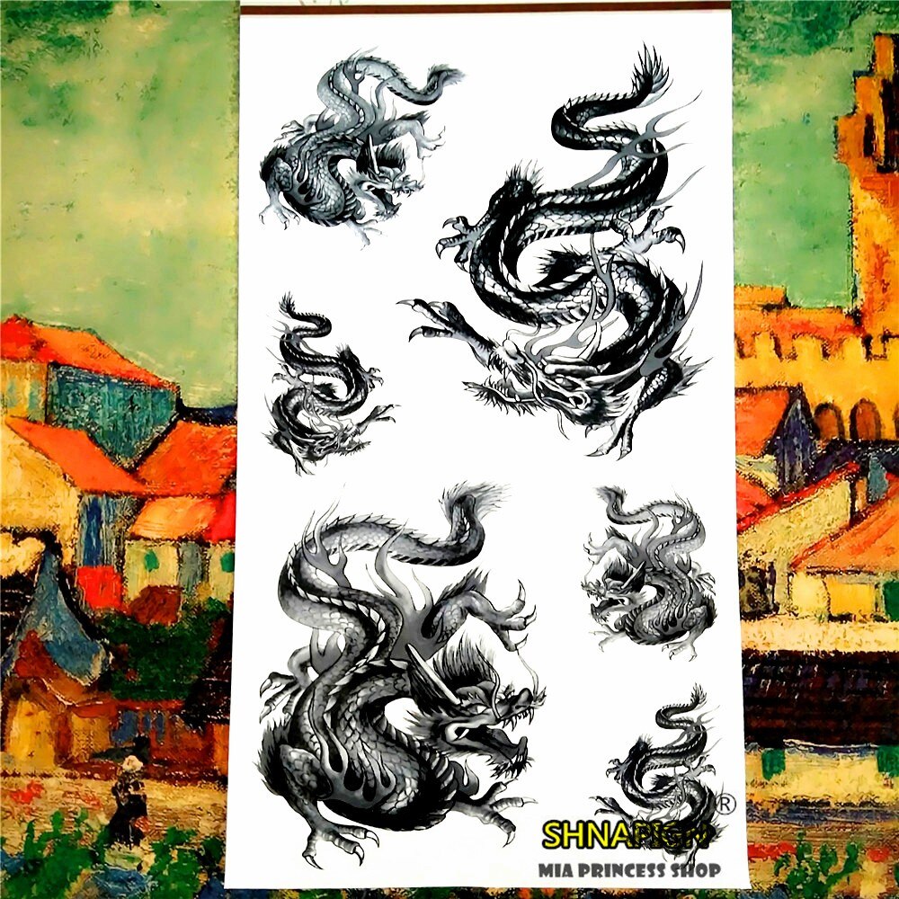 SHNAPIGN Sexy black dragon Temporary Tatoo Body Art Flash Tattoo Stickers 17*10cm Waterproof Fake Tatoo Car Styling Wall Sticker