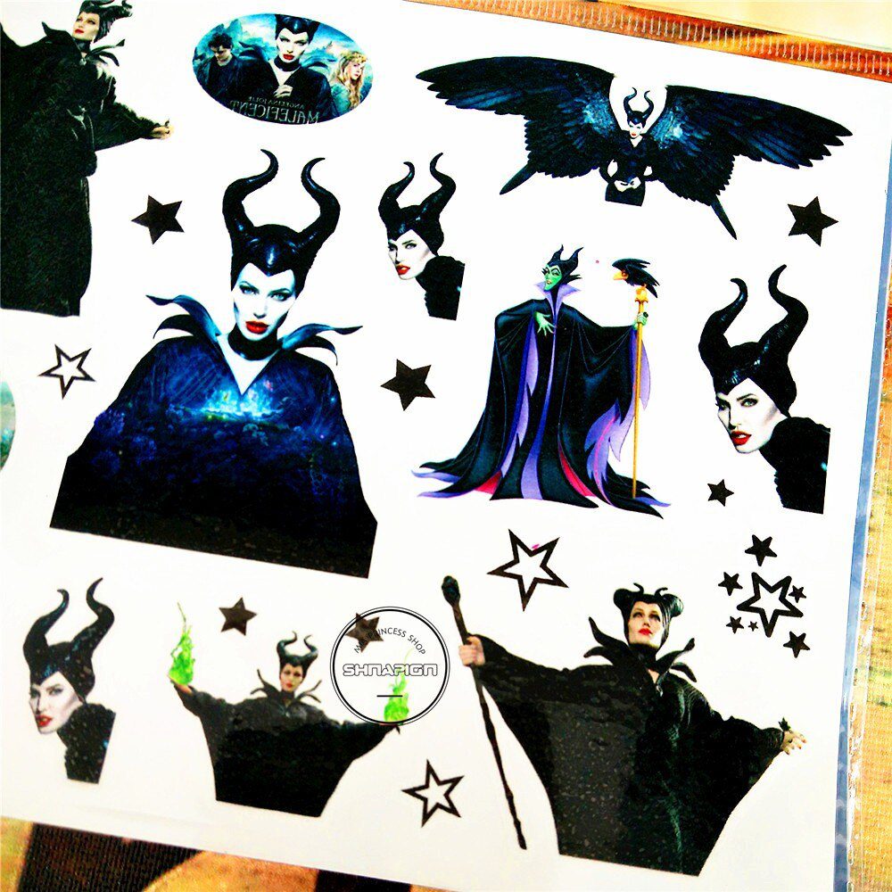 SHNAPIGN Maleficent Sorceress Child Temporary Tattoo Body Art Flash Tattoo Stickers 17*10cm Waterproof Henna Styling Sticker