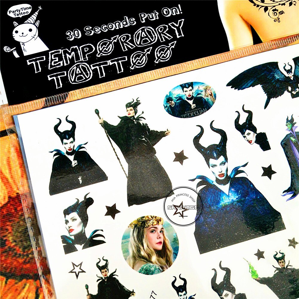 SHNAPIGN Maleficent Sorceress Child Temporary Tattoo Body Art Flash Tattoo Stickers 17*10cm Waterproof Henna Styling Sticker