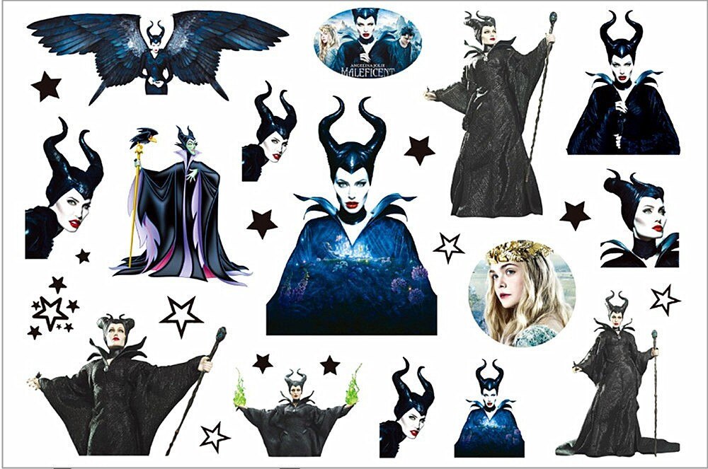 SHNAPIGN Maleficent Sorceress Child Temporary Tattoo Body Art Flash Tattoo Stickers 17*10cm Waterproof Henna Styling Sticker