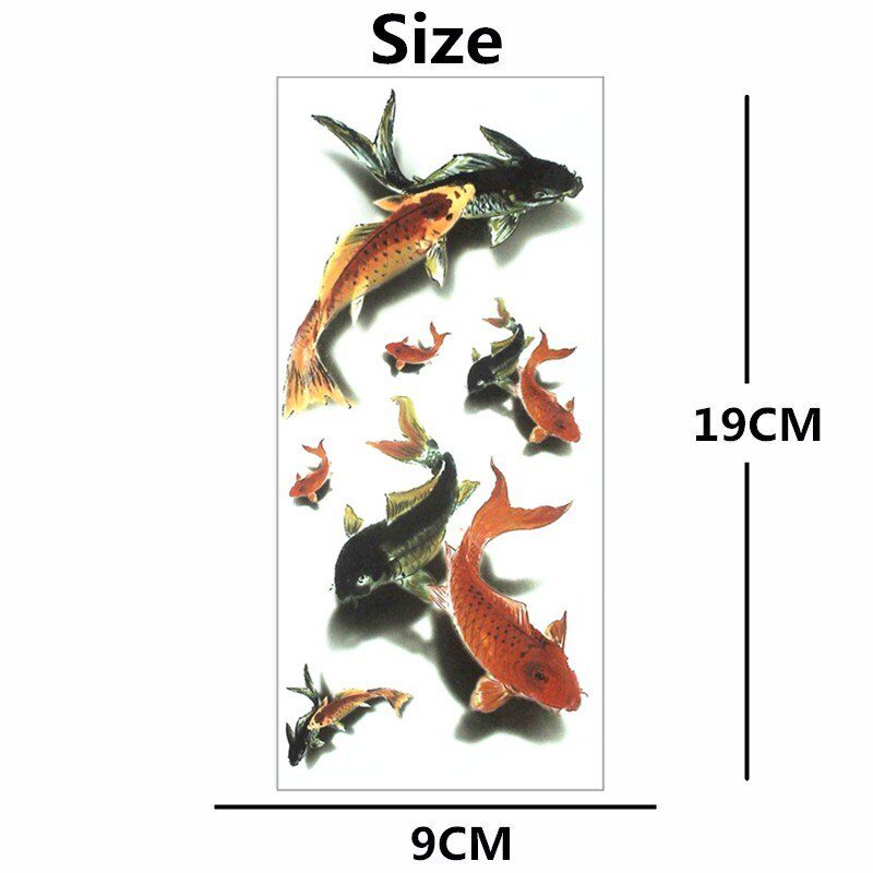 SHNAPIGN 3d Temporary Tattoo Body Art Flash Tattoo Stickers 19*9cm Waterproof Car Styling Home Decor Wall Sticker Koi Carp Fish