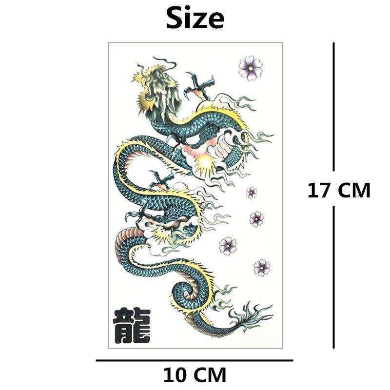 SHNAPIGN Color Chinese Dragon Temporary Tattoo Body Art Arm Flash Tattoo Stickers 17*10cm Waterproof Fake Henna Painless Sticker