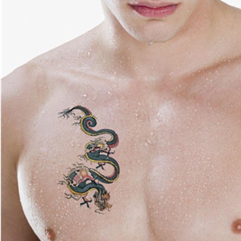 SHNAPIGN Color Chinese Dragon Temporary Tattoo Body Art Arm Flash Tattoo Stickers 17*10cm Waterproof Fake Henna Painless Sticker