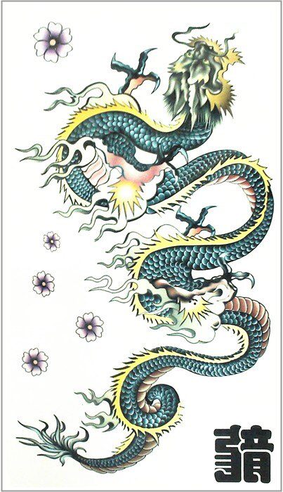 SHNAPIGN Color Chinese Dragon Temporary Tattoo Body Art Arm Flash Tattoo Stickers 17*10cm Waterproof Fake Henna Painless Sticker