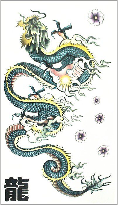 SHNAPIGN Color Chinese Dragon Temporary Tattoo Body Art Arm Flash Tattoo Stickers 17*10cm Waterproof Fake Henna Painless Sticker