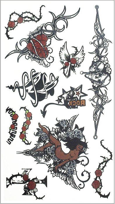 SHNAPIGN Rock n Roll Star Style Temporary Tattoo Body Art Arm Flash Tattoo Stickers 17*10cm Waterproof Fake Henna Painless