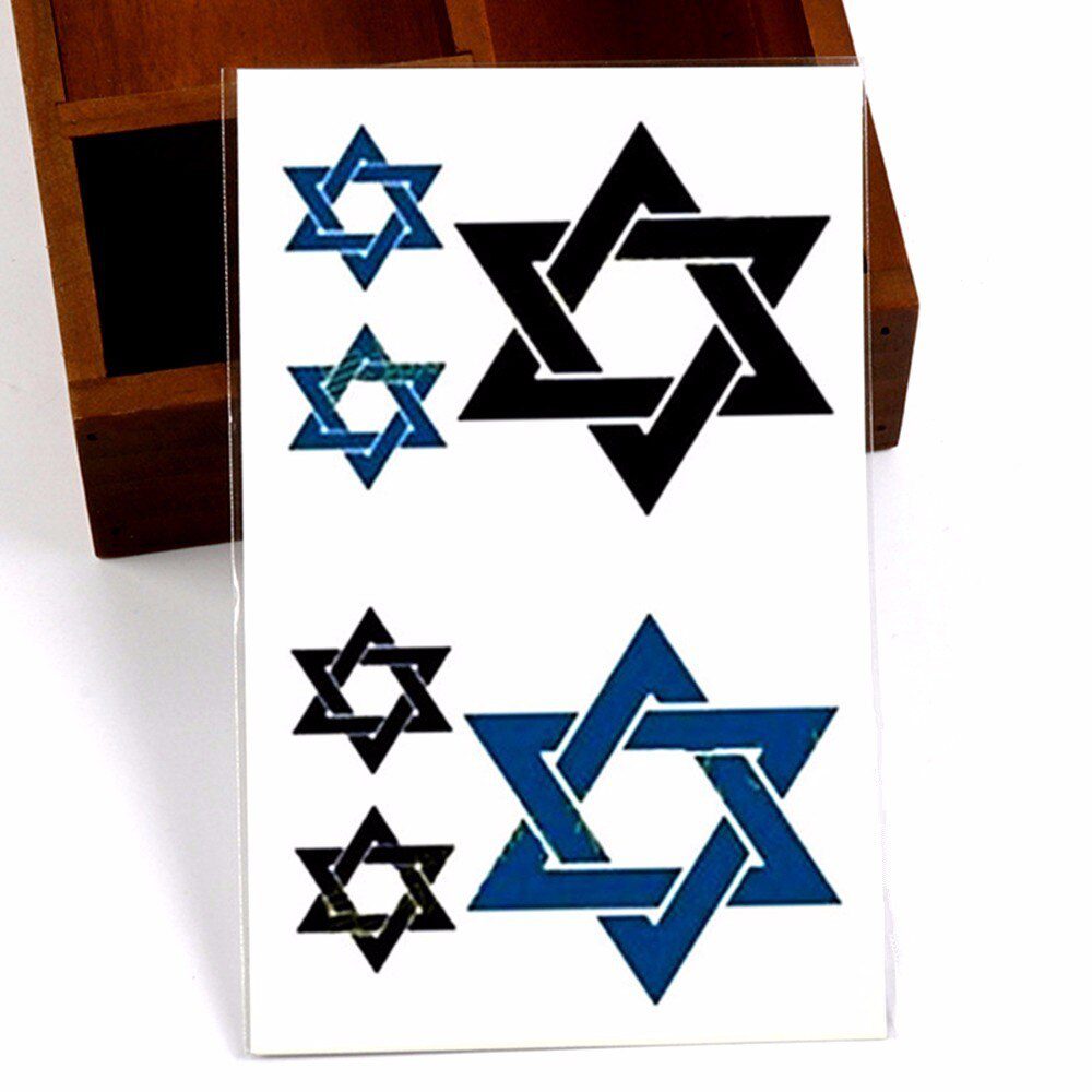 SHNAPIGN Star of David Flash Tattoo Hand Sticker 10.5*6cm Small Waterproof Henna Beauty Temporary Body Sticker Art FREE SHIPPING