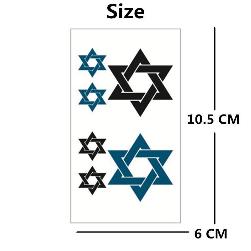 SHNAPIGN Star of David Flash Tattoo Hand Sticker 10.5*6cm Small Waterproof Henna Beauty Temporary Body Sticker Art FREE SHIPPING