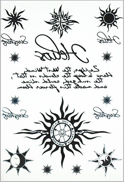 SHNAPIGN Black Sun Temporary Tattoo Body Art Flash Tattoo Sticker 21*15cm Waterproof Fake Tatoo Henna Painless Tattoo Sticker