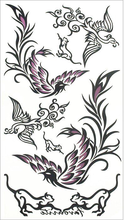 SHNAPIGN Black Phoenix Style Temporary Body Art Flash Tattoo Sticker 10*17cm Waterproof Henna Fake Tatoo Wall Tattoo Sticker