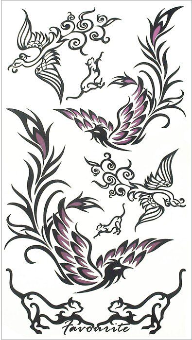 SHNAPIGN Black Phoenix Style Temporary Body Art Flash Tattoo Sticker 10*17cm Waterproof Henna Fake Tatoo Wall Tattoo Sticker