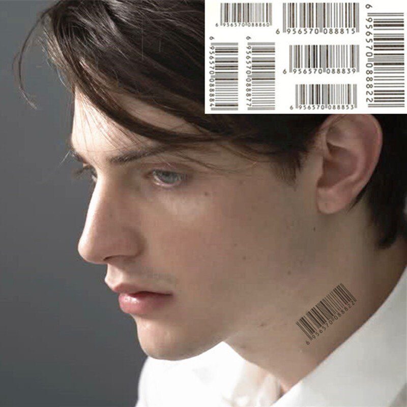 SHNAPIGN Nu Era Matrix Barcode Temporary Tattoo Body Art Flash Tattoo Sticker 17*10cm Waterproof Henna Tatoo Selfie Wall Sticker