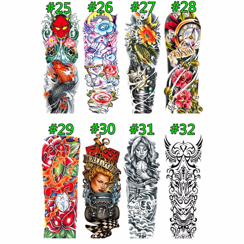 SHNAPIGN "The Burning Rose" Full Sleeve Temporary Body Art, 48*17cm Flash Tattoo Stickers, Waterproof Adult Sex Products Henna