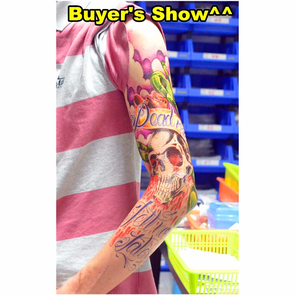SHNAPIGN "The Burning Rose" Full Sleeve Temporary Body Art, 48*17cm Flash Tattoo Stickers, Waterproof Adult Sex Products Henna
