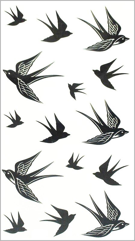 SHNAPIGN Black Swallow Temporary Tattoo Body Art Flash Tattoo Stickers 17*10cm Waterproof Fake Tatoo Car Styling Wall Sticker