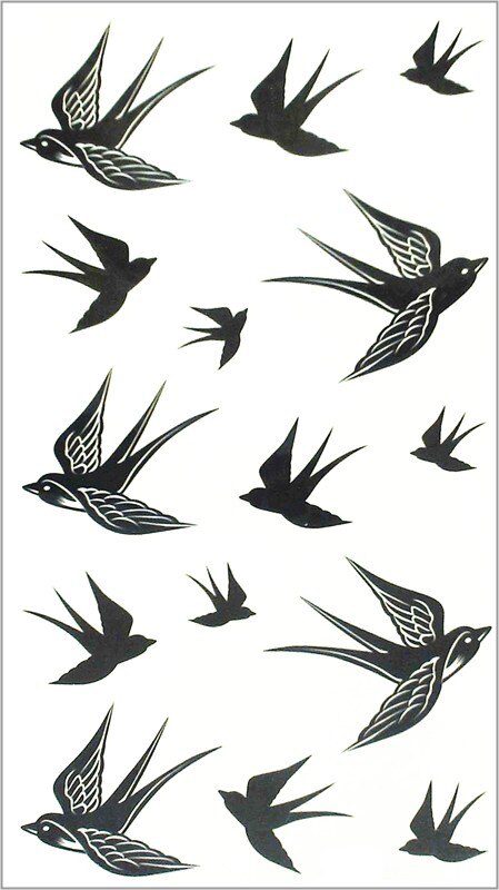 SHNAPIGN Black Swallow Temporary Tattoo Body Art Flash Tattoo Stickers 17*10cm Waterproof Fake Tatoo Car Styling Wall Sticker