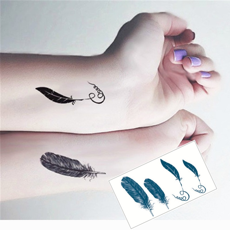 SHNAPIGN Swan feathers Flash Tattoo Hand Sticker 10.5*6cm Small Waterproof Henna Beauty Temporary Body  Art FREE SHIPPING
