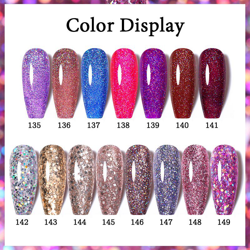 UR SUGAR 7.5ml Glitter UV Gel Nail Polish Glitter Sequins Soak Off UV Gel Varnish Colorful Nail Gel Polish DIY Nail Art Polish