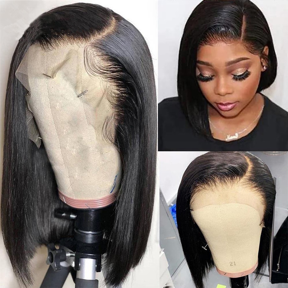 Bob Wig Bone Straight Bob Wig Lace Front Human Hair Wigs For Women HD Transparent Lace Frontal Wig Glueless Wig  Human Hair 180%