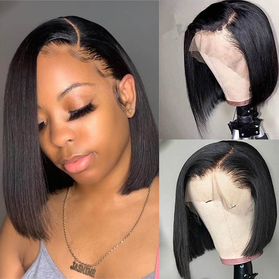 Bob Wig Bone Straight Bob Wig Lace Front Human Hair Wigs For Women HD Transparent Lace Frontal Wig Glueless Wig Human Hair 180%