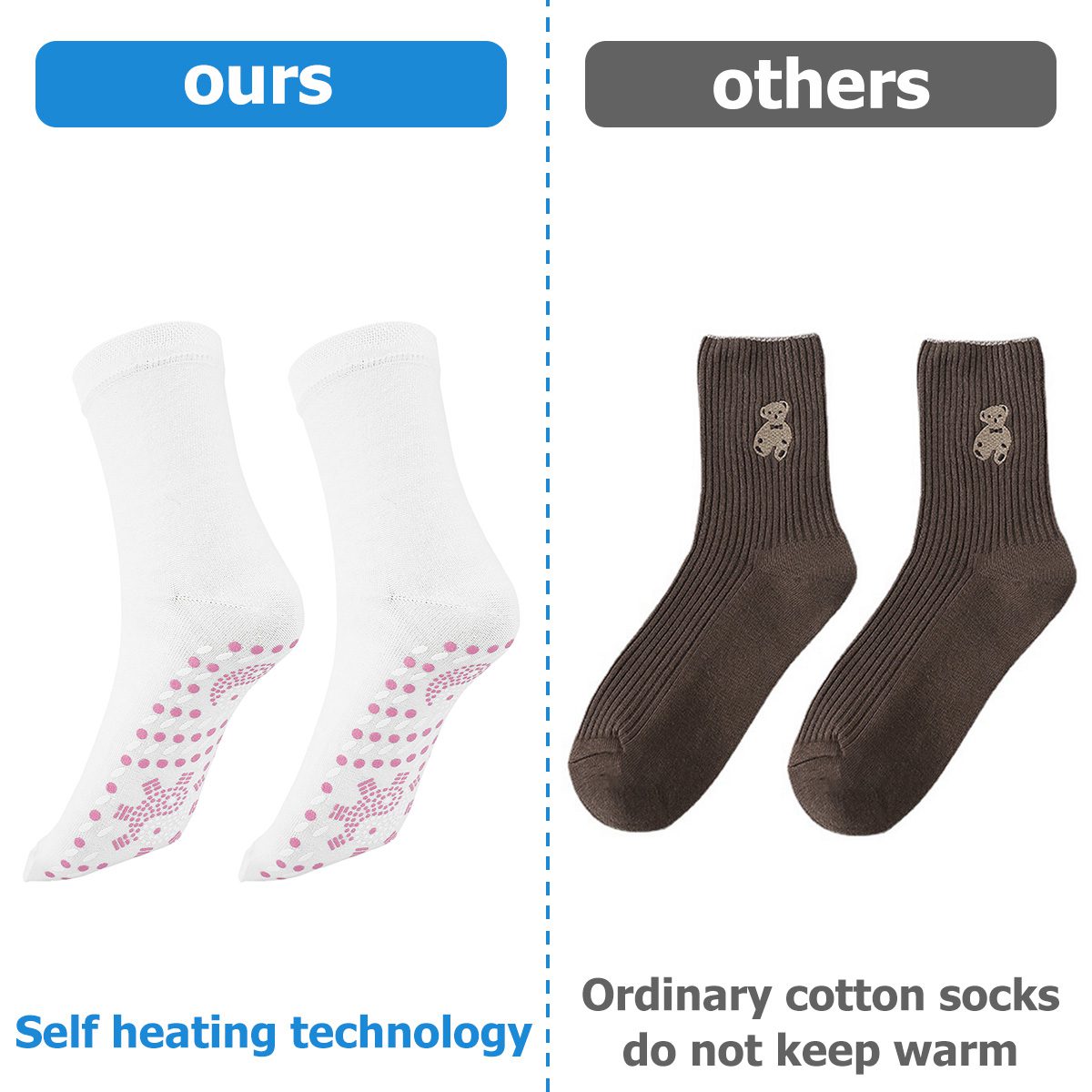 Self-Heating Socks Anti-Fatigue Winter Outdoor Warm Heat Insulated Socks Thermal Socks for Hiking Camping Cycling Skiing