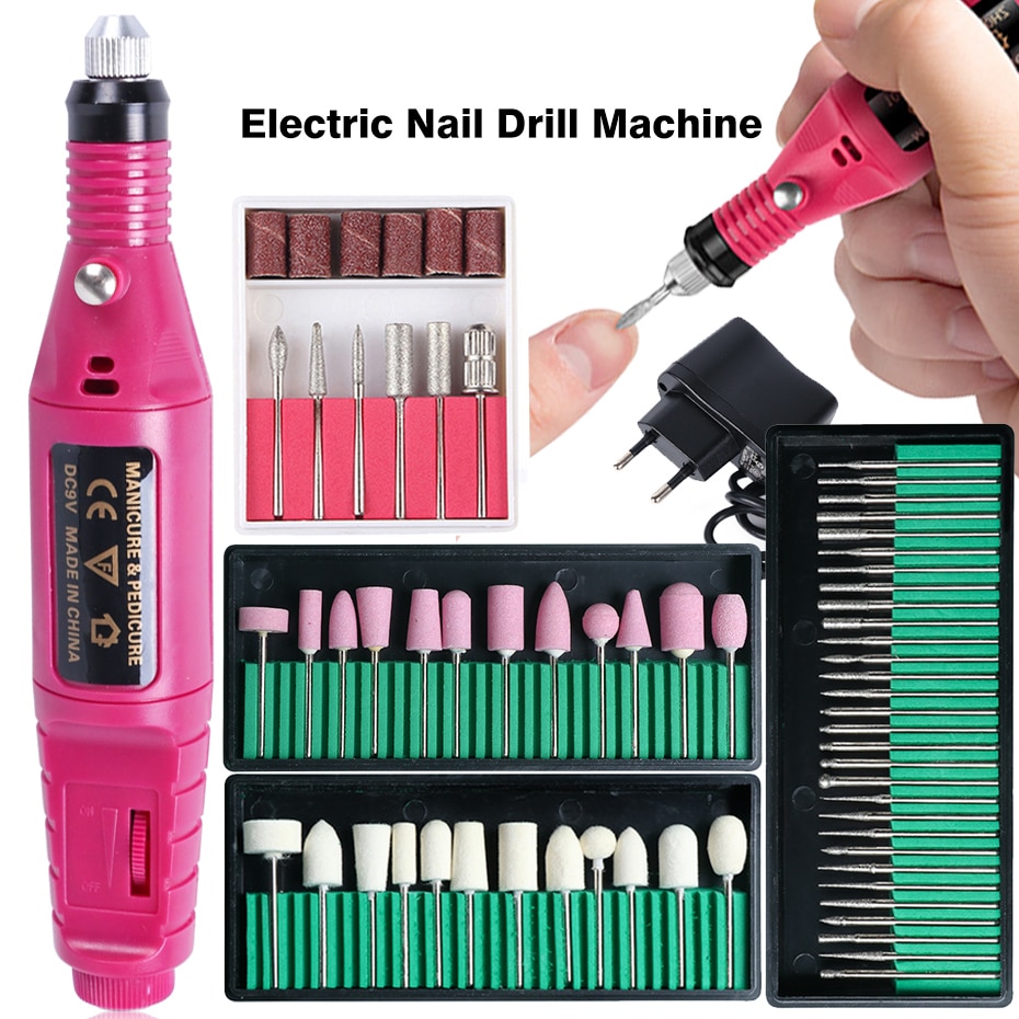 Professional Nail Drill Machine Electric Manicure Milling Cutter Set Nail Files Drill Bits Gel Polish Remover Tools TRHBS-011P-1