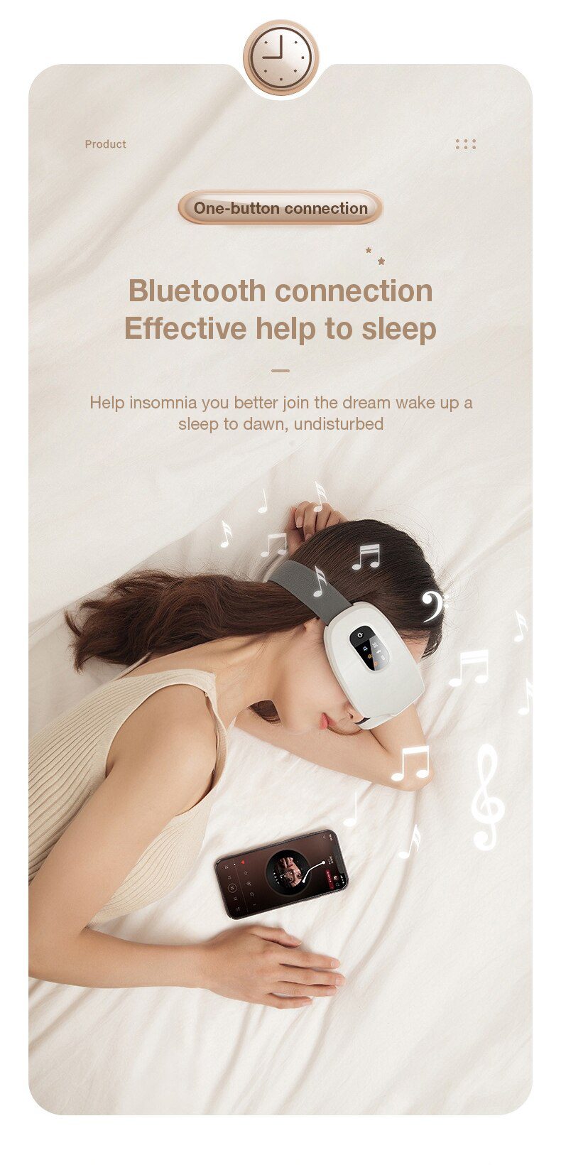 Eye Massager with Heat, Vibration and Bluetooth Music, Smart Massage Eye Mask for Eye Strain, Migraines Relief, Improve Sleep