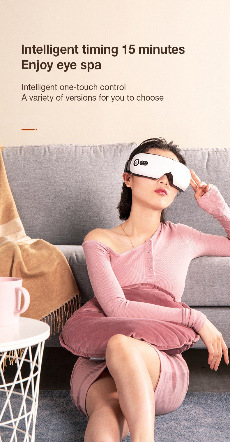 Eye Massager with Heat, Vibration and Bluetooth Music, Smart Massage Eye Mask for Eye Strain, Migraines Relief, Improve Sleep