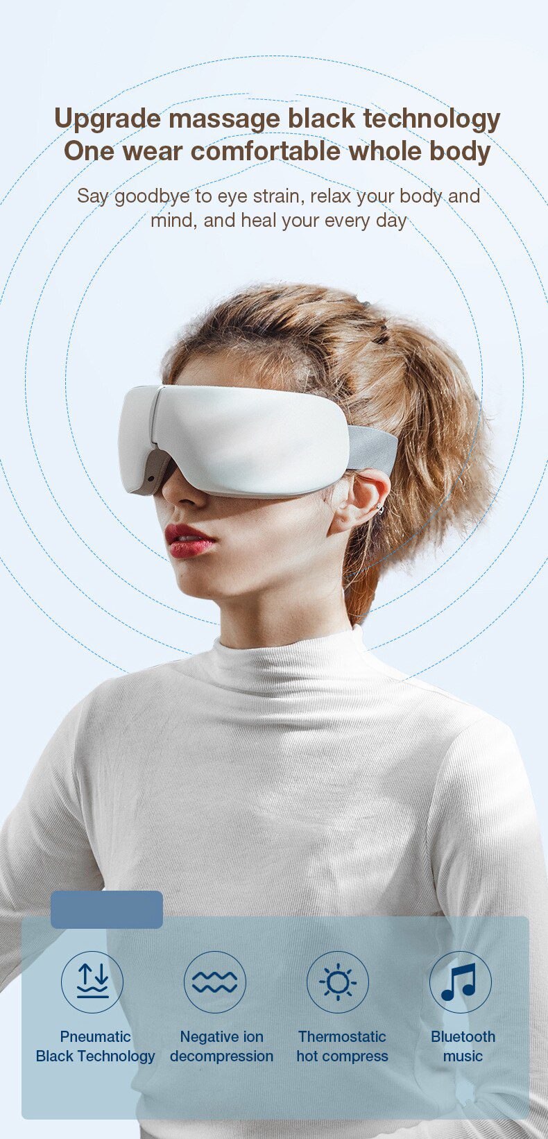 Eye Massager with Heat, Vibration and Bluetooth Music, Smart Massage Eye Mask for Eye Strain, Migraines Relief, Improve Sleep