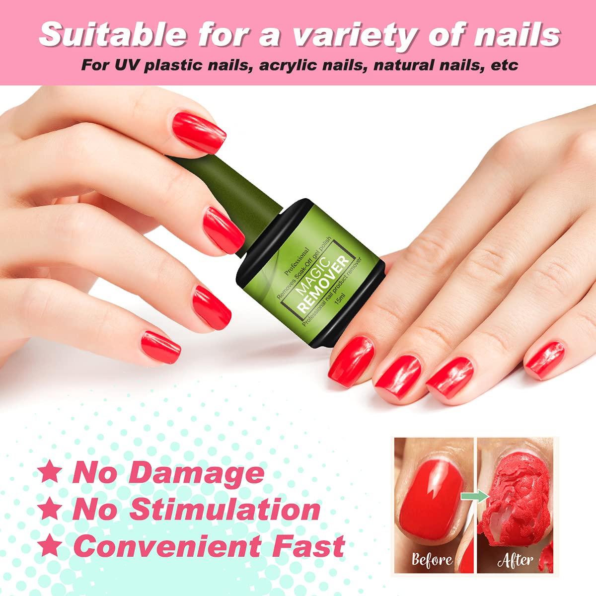 Nail Polish Remover Set ,Soak Off Magic Remover,Gel Nail Polish Remover Quickly Easily Remove Gel Polish In 3-5min Gel Remover