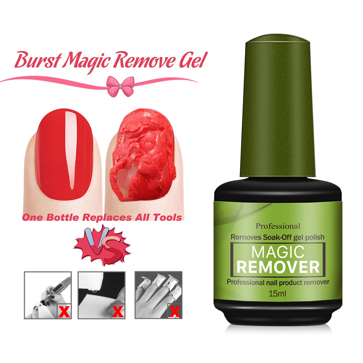 Nail Polish Remover Set ,Soak Off Magic Remover,Gel Nail Polish Remover Quickly Easily Remove Gel Polish In 3-5min Gel Remover