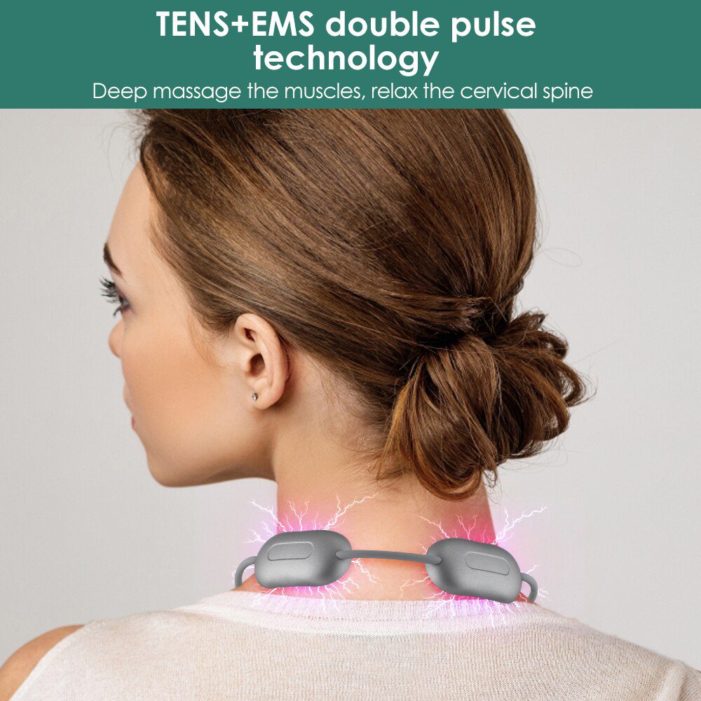 Portable Electric Neck Massager Micro-current Cervical Spine Massager 3 Gear Hot Compress Smart Neck Massage Relaxation Tool