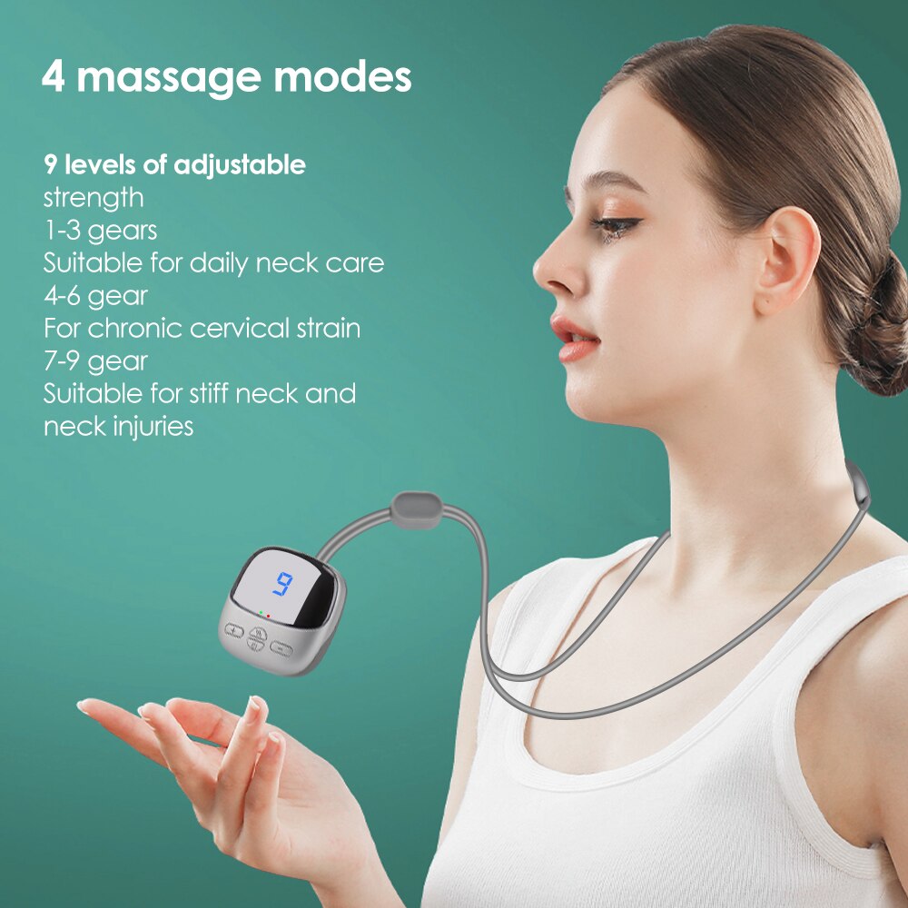 Portable Electric Neck Massager Micro-current Cervical Spine Massager 3 Gear Hot Compress Smart Neck Massage Relaxation Tool