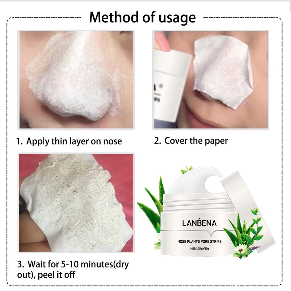 LANBENA New Style Blackhead Remover Nose Mask Pore Strip Blackhead Peeling Mask Deep Cleansing Skin Care With 60Pcs Paper