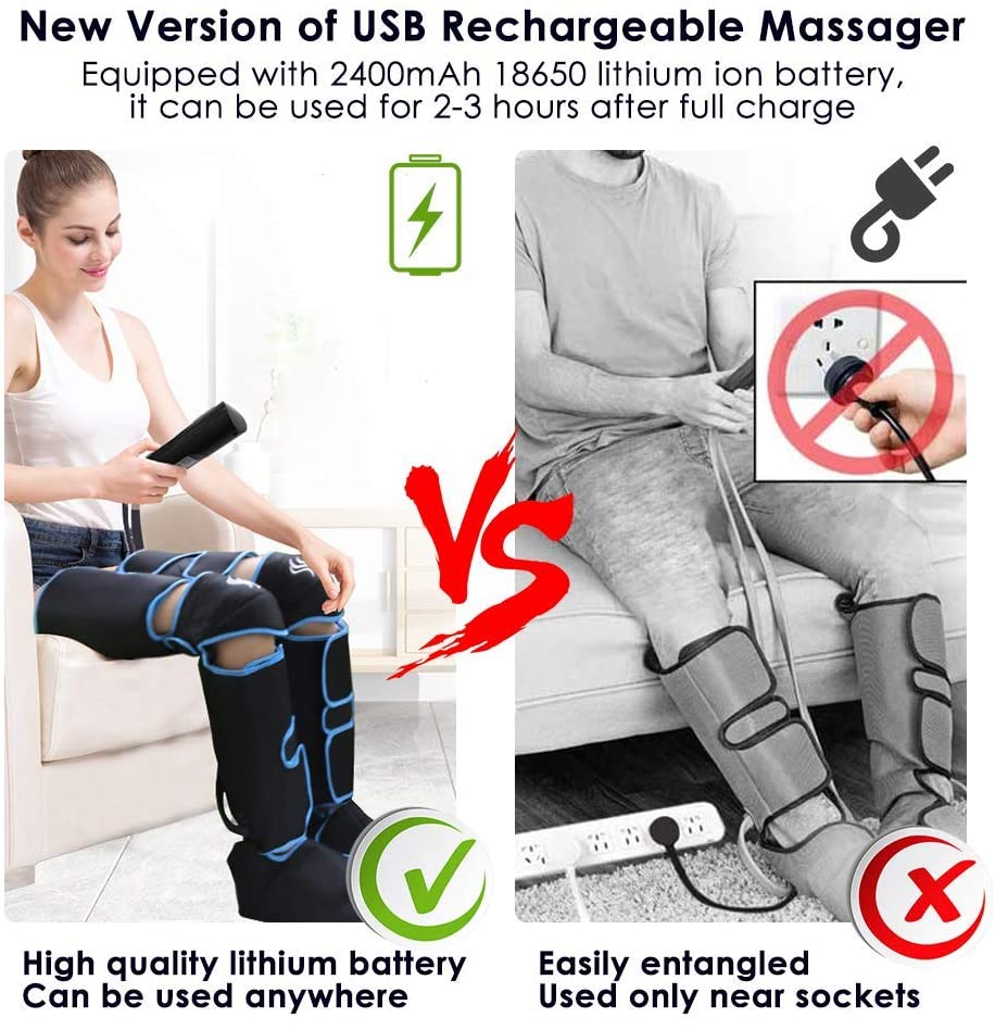 Foot air pressure leg massager promotes blood circulation, body massager, muscle relaxation, lymphatic drainage device 360°