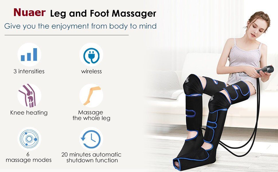 Foot air pressure leg massager promotes blood circulation, body massager, muscle relaxation, lymphatic drainage device 360°