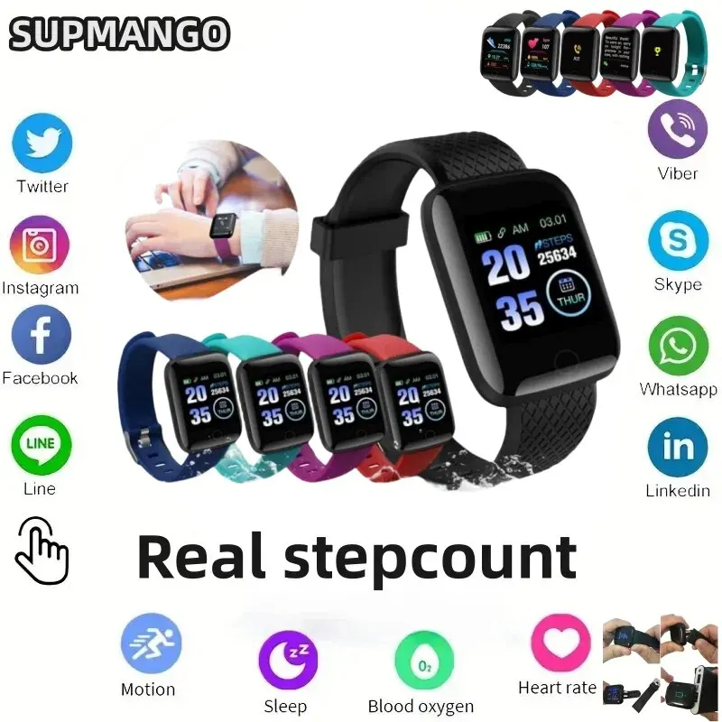 116plu Real Stepcount Smart Watch Multi Function Step Connected Smart Watch For Men And Women Suitable For And Android
