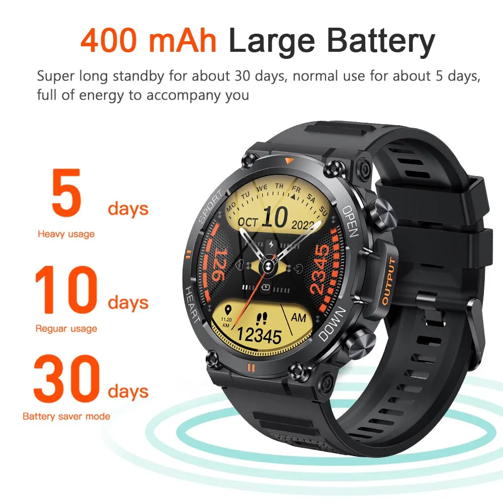 1.39 Inch HD Bluetooth Call Smart Watch Men Sports Fitness Tracker Heart Monitor 400mAh Smartwatch For XIAOMI Android IOS K56