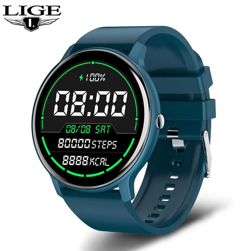 LIGE Smart Watch Men Women Full Touch Screen Sport Fitness Watch Man IP67 Waterproof Bluetooth For Android IOS Smartwatch Men