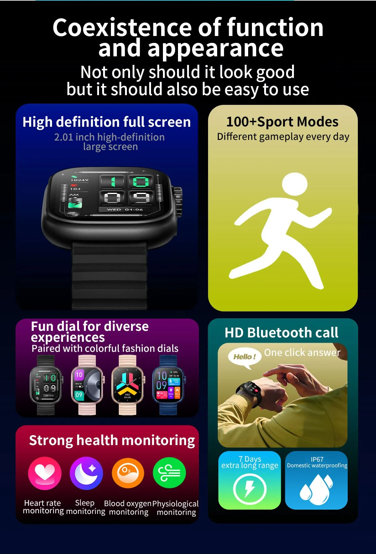 SENBONO Smart Watch Men Women LED Flashlight 100+ Sport Modes Fitness Tracker Body Temperature 2.01” Screen Smartwatch Men Women SENBONO Smart Watch Men Women LED Flashlight 100+ Sport Modes Fitness Tracker Body Temperature 2.01” Screen Smartwatch Men Women