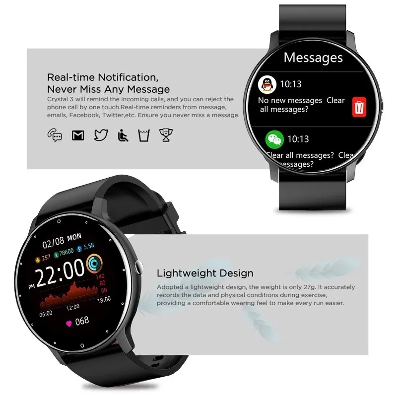 LIGE 2023 New Men Smart Watch Real-time Activity Tracker Heart Rate Monitor Sports Women Smart Watch Men Clock For Android IOS