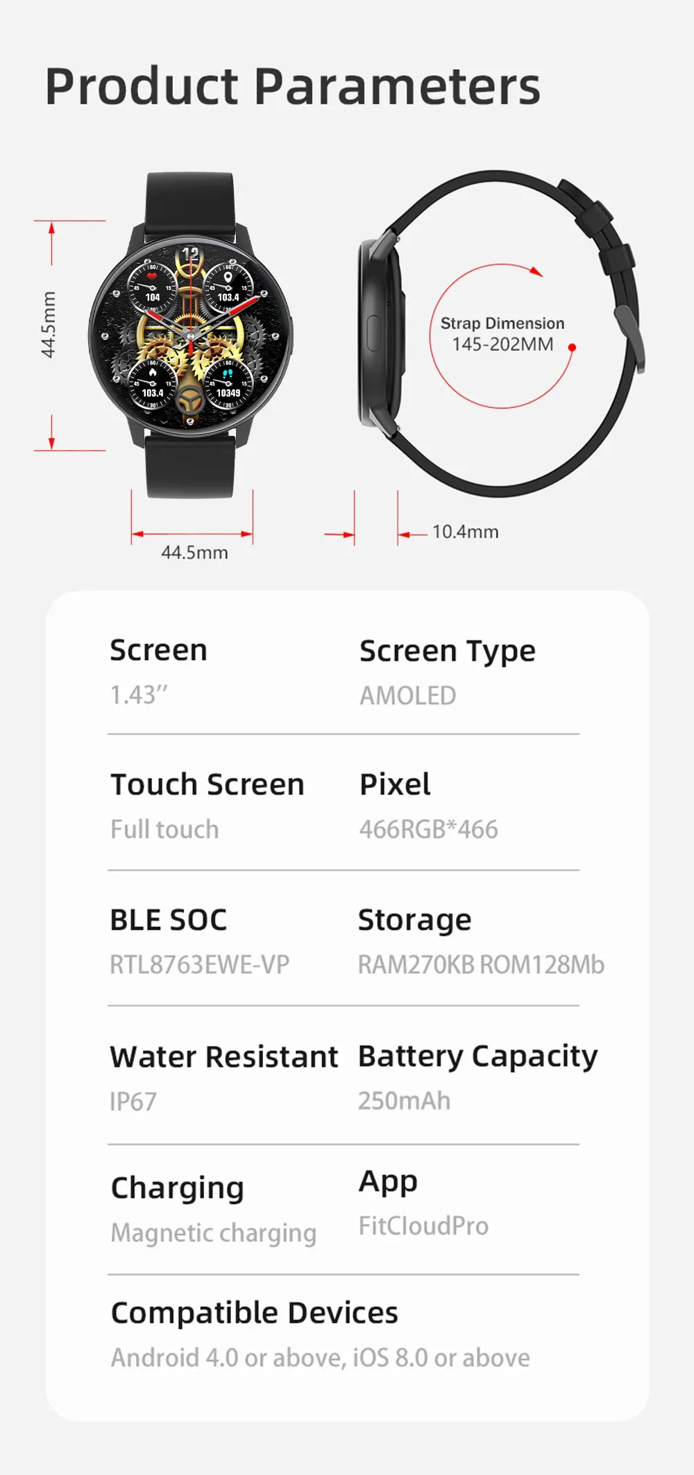 COLMI I31 Smartwatch 1.43 Inch AMOLED Screen 100 Sports Modes 7 Day Battery Life Always On Display Smart Watch Men Women